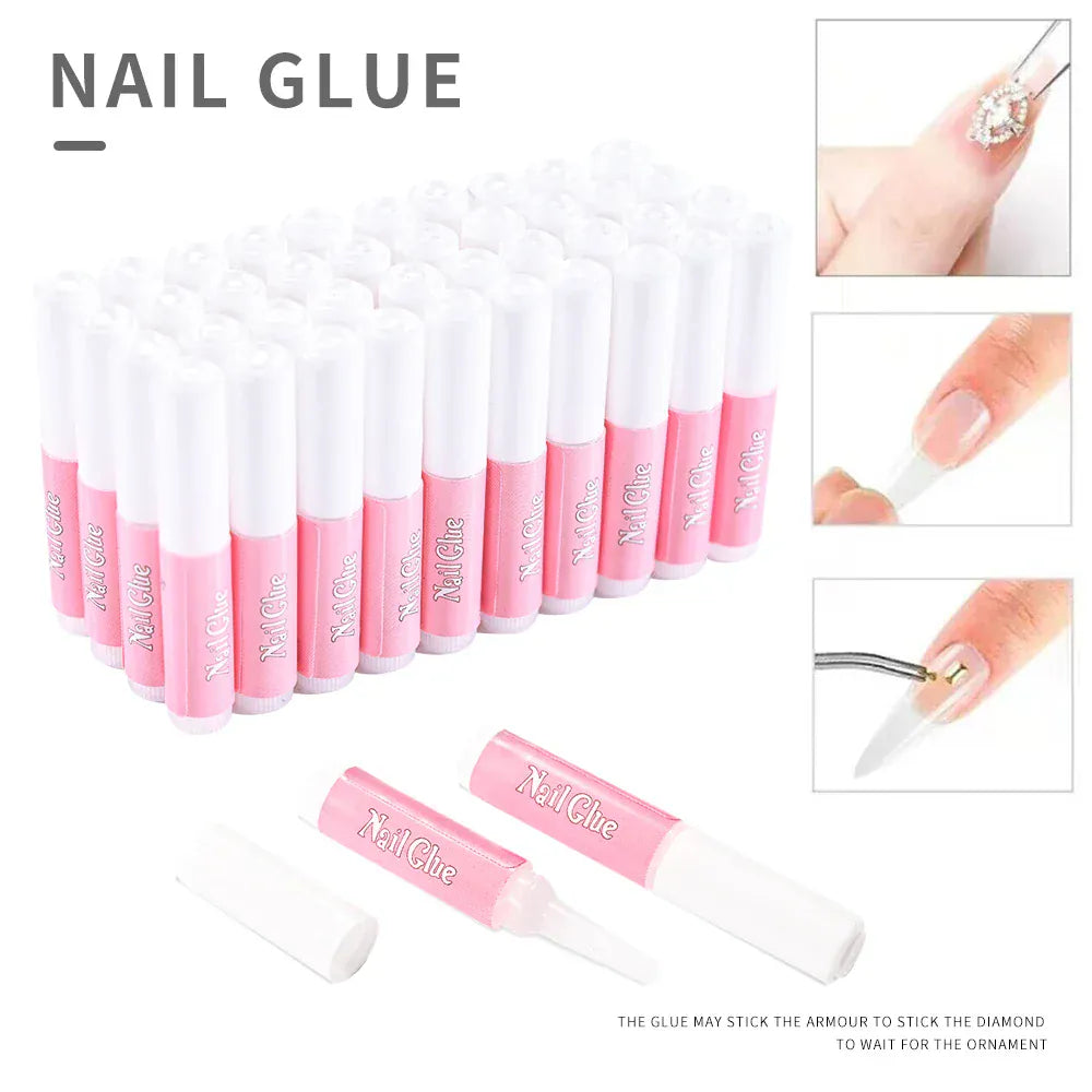 100Pcs Super Strong Nail Glue for Acrylic Nails Press On Nails Professional Nail Adhesive Bond Nail Tips Glue Long Lasting Glue