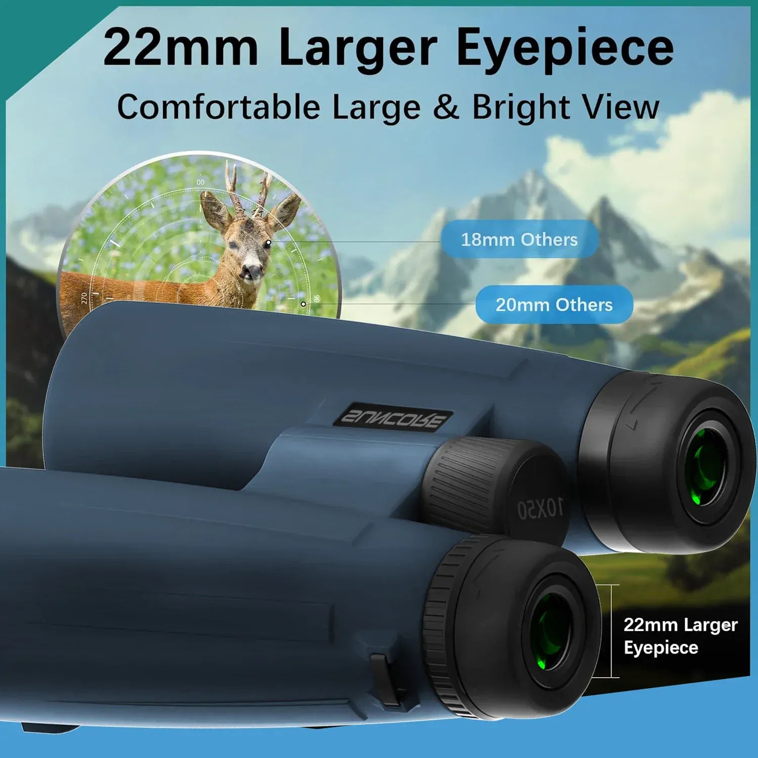10X50 blue binoculars, beautiful in appearance, suitable for hiking, field exploration, sporting events, and starry sky observat