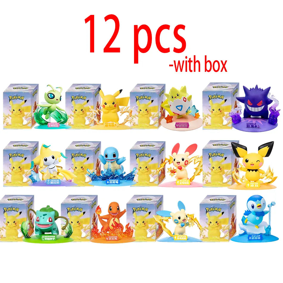 12 Pok é mon Action Dolls Pikachu Blind Box Anime Models Desktop Decorations Pok é mon Toys Children's Birthday Gifts