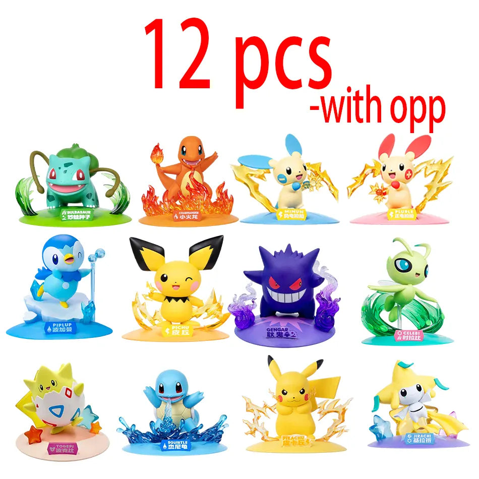 12 Pokémon Action Dolls Pikachu Blind Box Anime Models Desktop Decorations