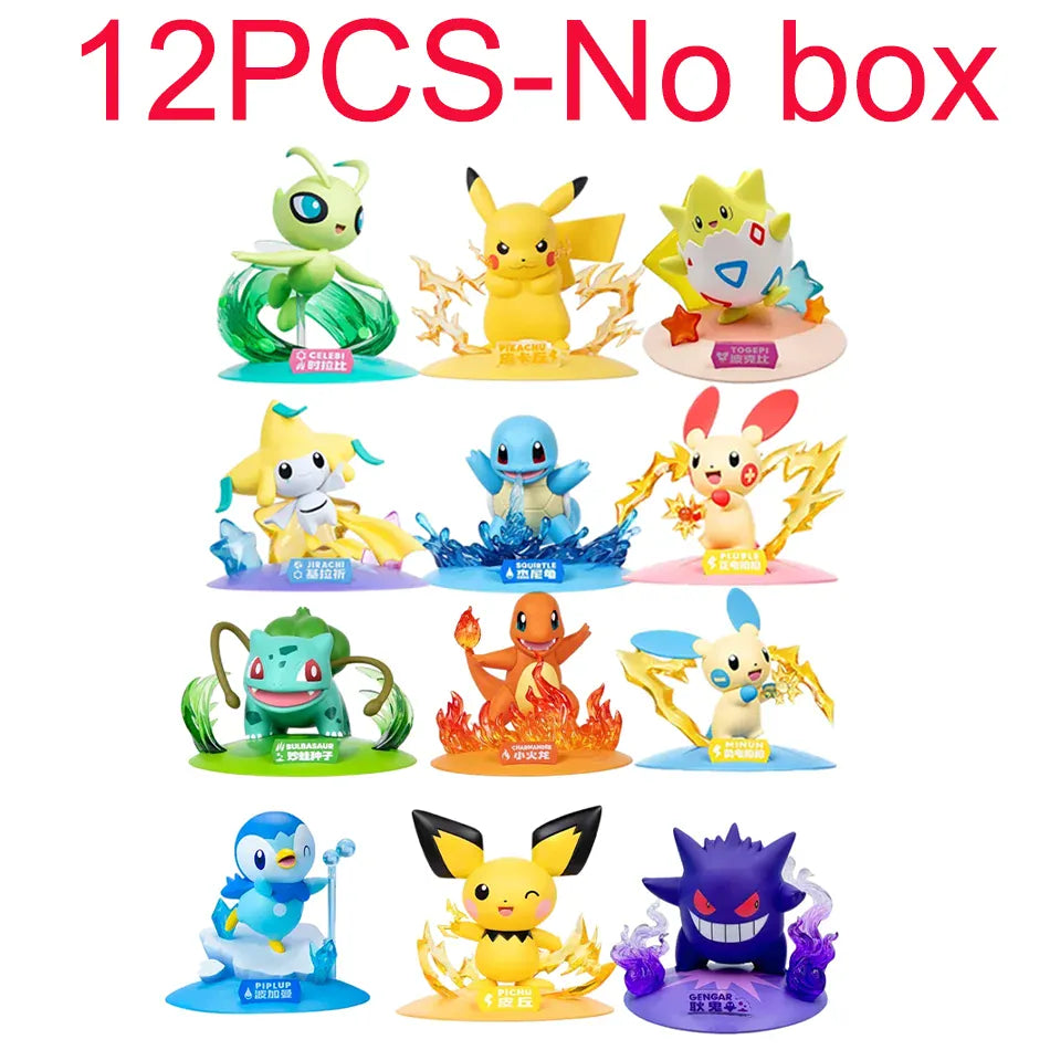 12 Pokémon Action Dolls Pikachu Blind Box Anime Models Desktop Decorations