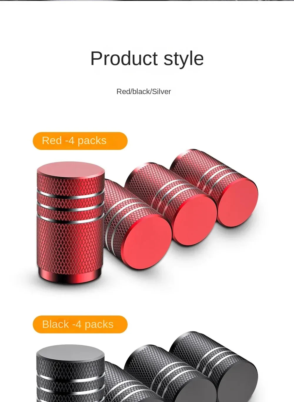 4Pcs Car Tire Valve Stems Cap Knurling Style Tire Valve Cap Aluminum Tire Wheel Stem Air Valve Cap car Universal accessories