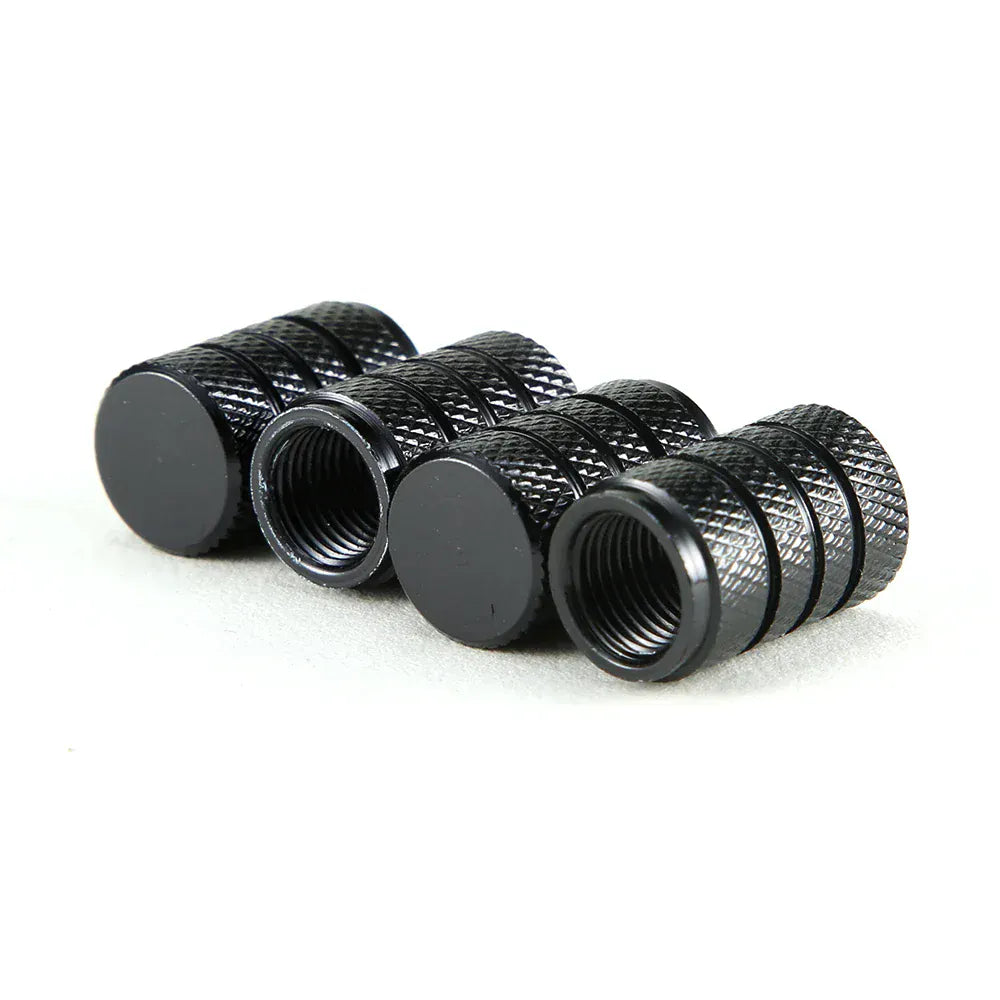4Pcs Knurling Style Tire Valve Cap Aluminum Silver Car Tire Valve Stems Cap Tire Wheel Stem Air Valve Cap tire valve caps
