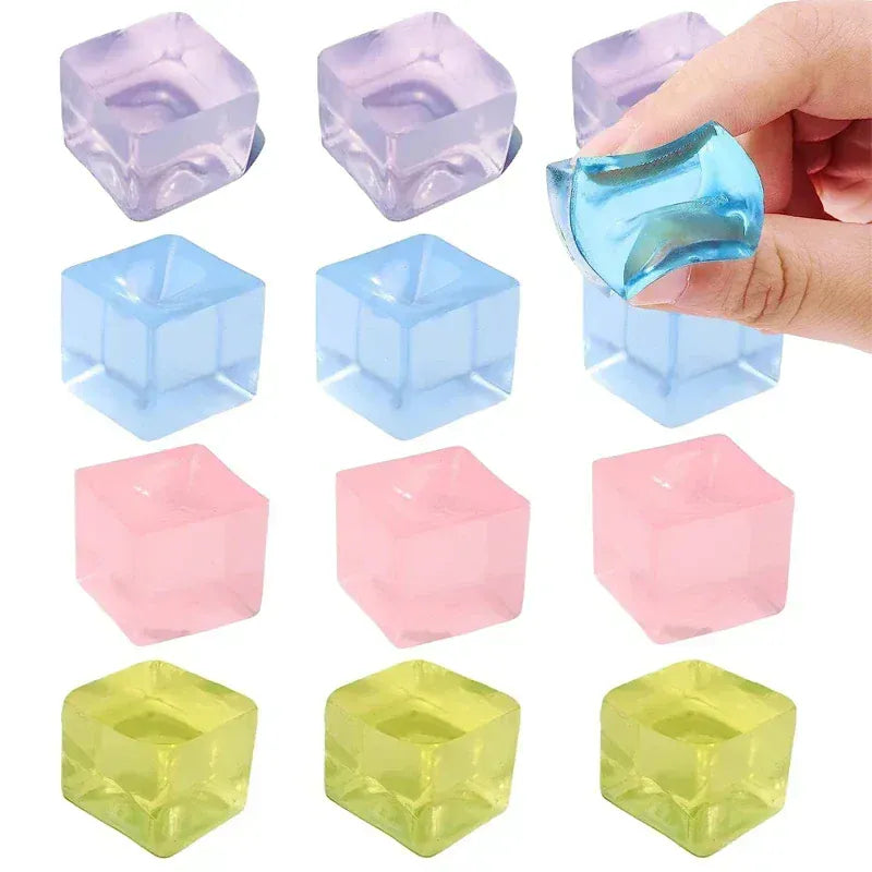 5/10Pcs Ice Cube Shaped Fidget Toy Square Stress Relief Ball Squishy Squeeze  Anxiety ADHD Stress Relief Sensory Adults Toys