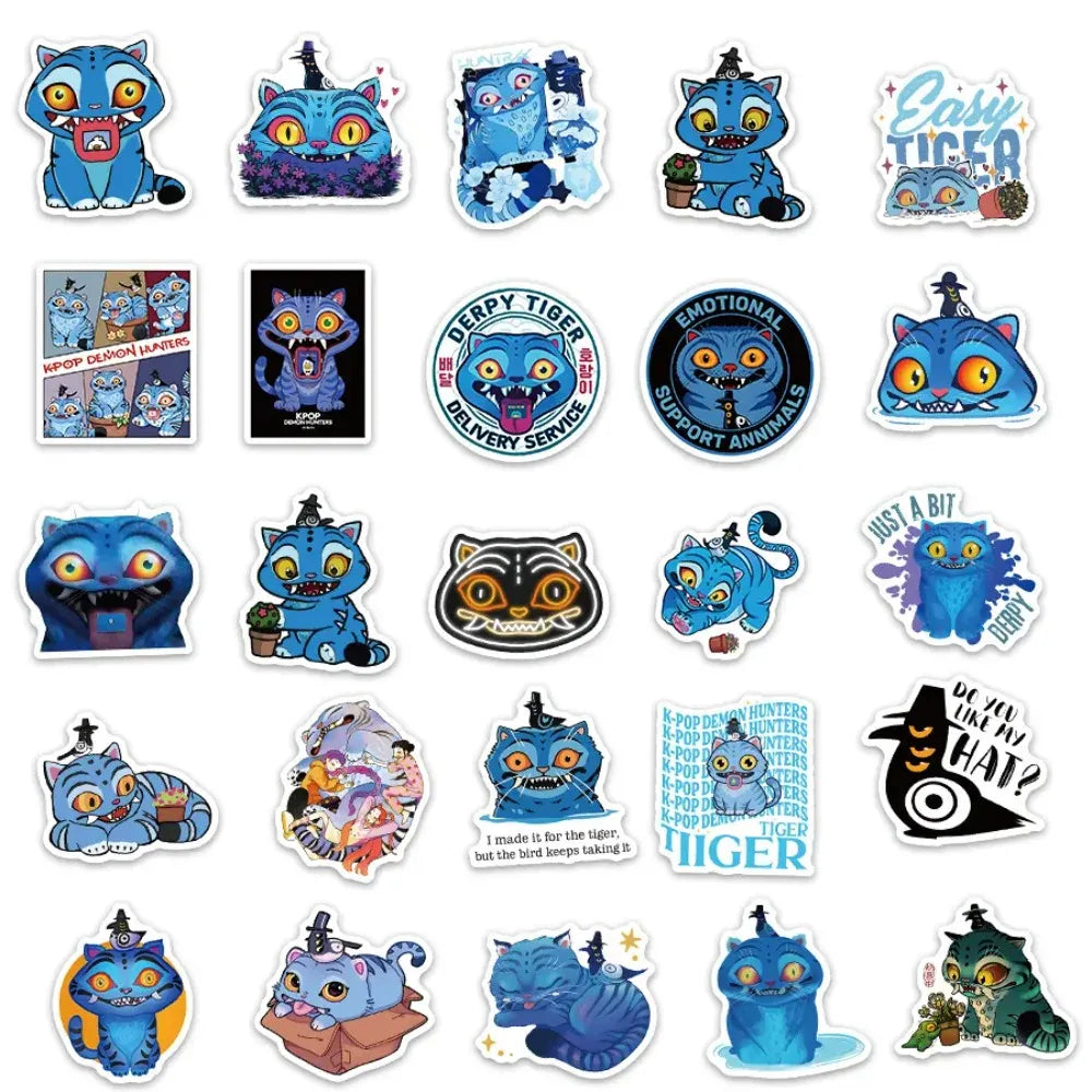 56Pcs Anime KPop Demon Hunters Stickers Demon Hunters Tiger DIY Stickers Scrapbooking Phone Luggage Skateboard Waterproof Decal*