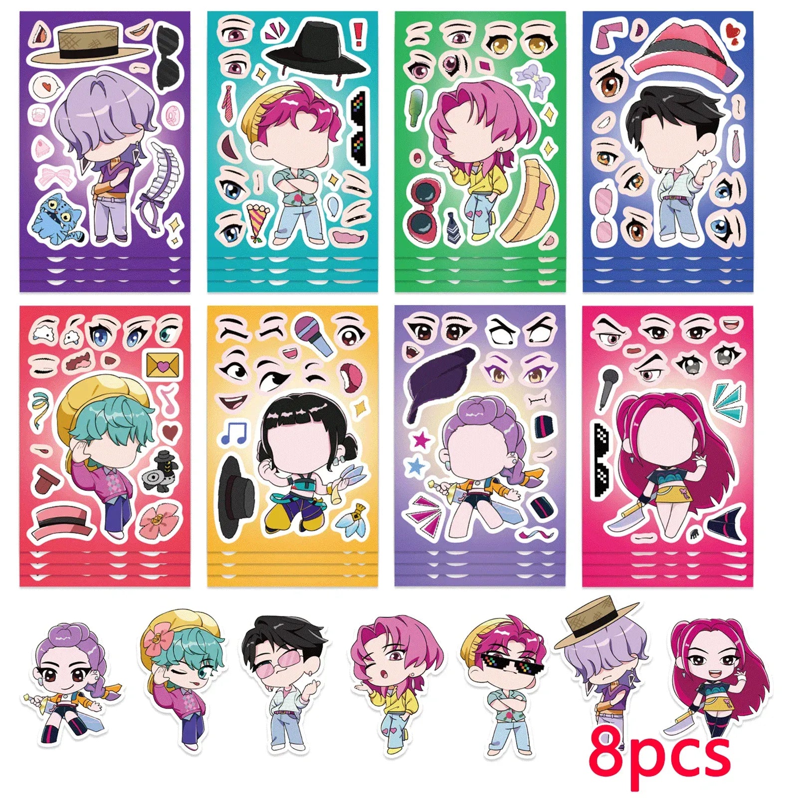 6/24pcs KPop Demon Hunters Cartoon Puzzle DIY Stickers Anime Graffiti Decals Waterproof Decals for Phone Laptop Luggage
