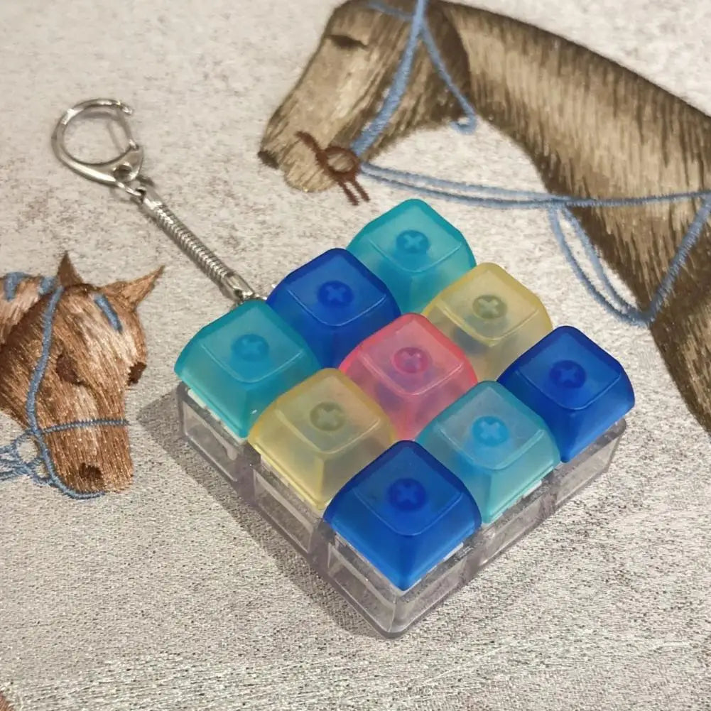 9-Key Keyboard Fidget Toy - Mini Clicker Keychain for Stress Relief