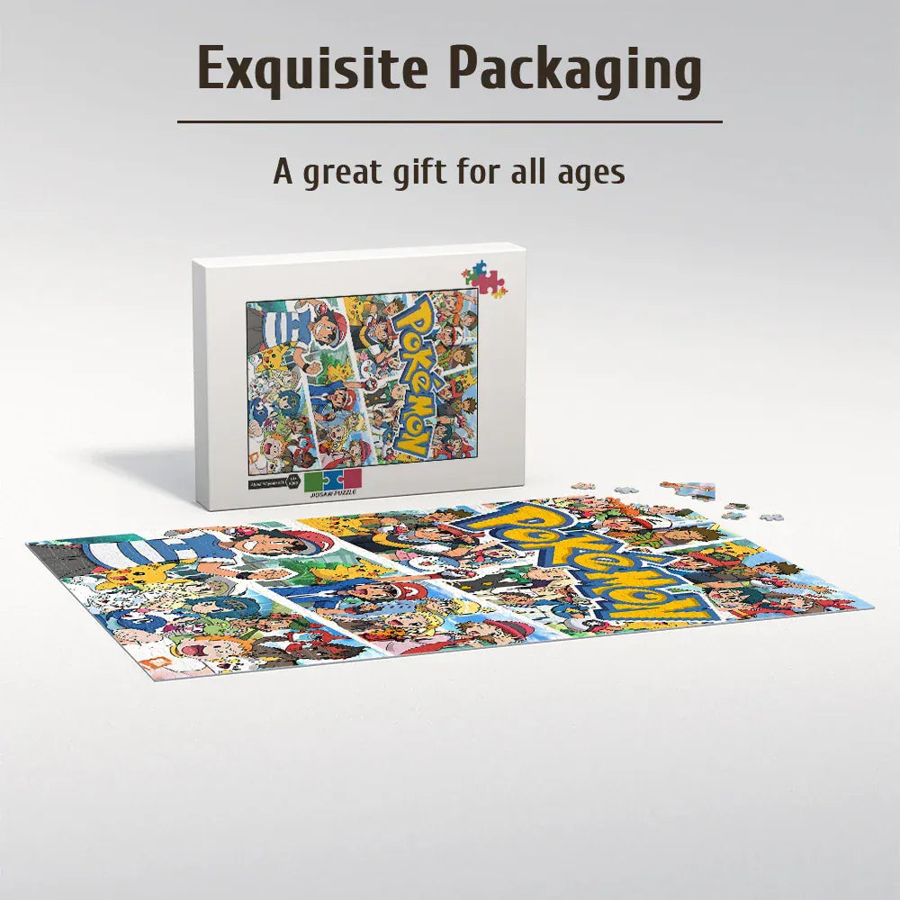 Pokemon family Theme Wooden Puzzle Game - Educational Toy in Various Piece Counts 108/200/300/500/1000 Piece Options Available