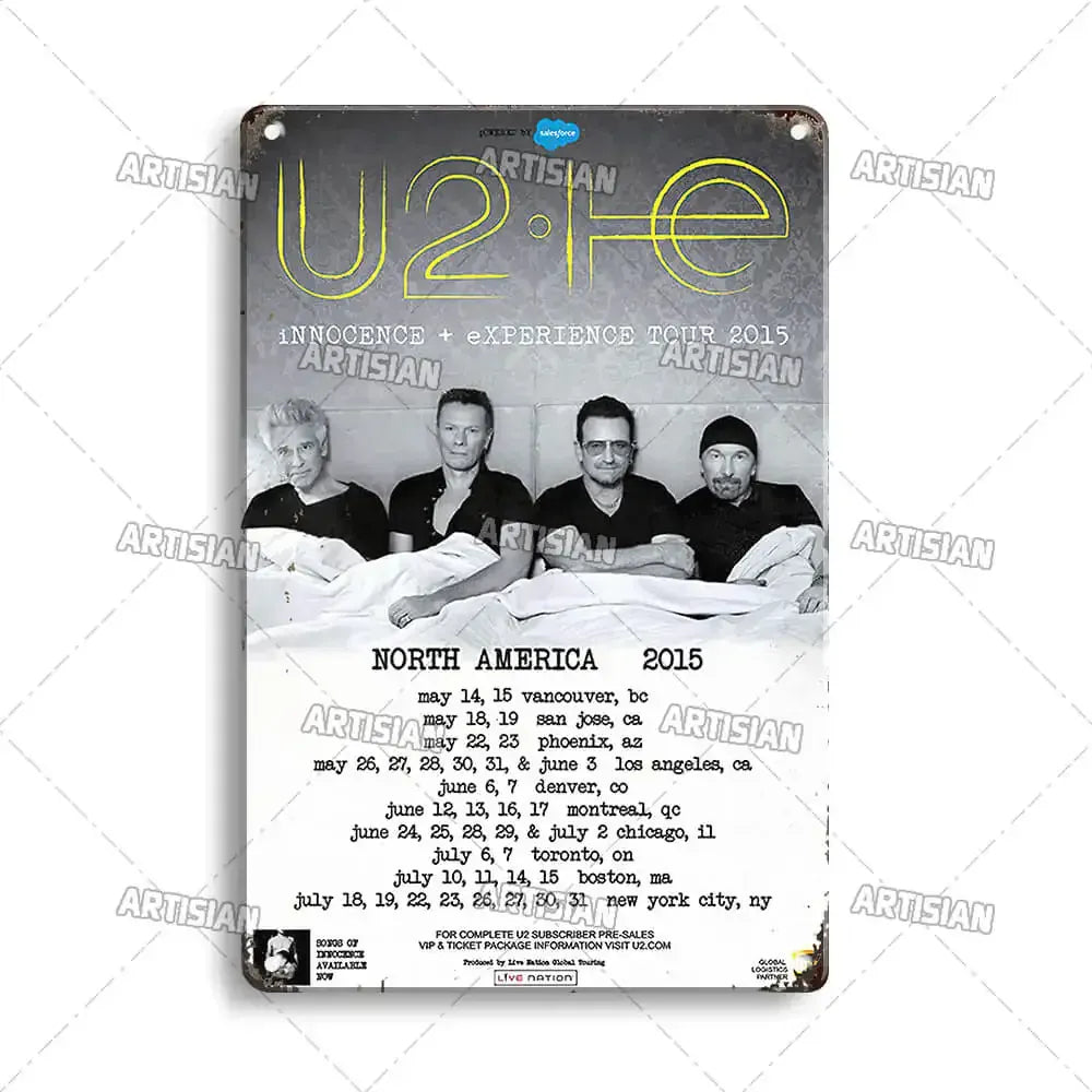 ARTISIAN Classic Rock Music Metal Tin Sign Home Bar Wall Decorative Weathered Metal Plaque Cafe Metal Sign Art Industrial Decor