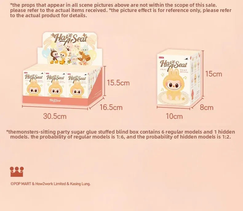 Authentic Pop Mart THE MONSTERS LABUBU Sitting Party Blind Box Figurine Pendant