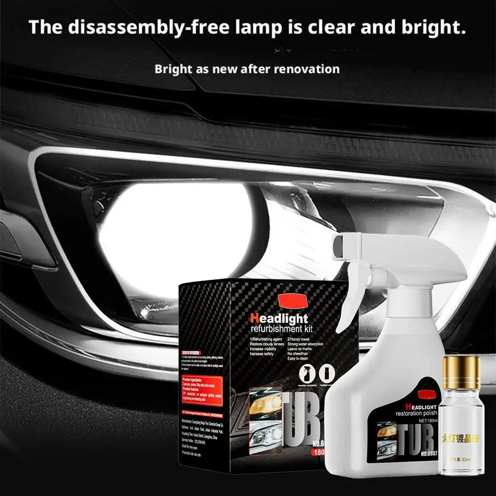 Automotive Headlight Restorer Headlight Refurbishment And Repair Fluid Kit Headlight Polishing Restoration Cleaning Tool