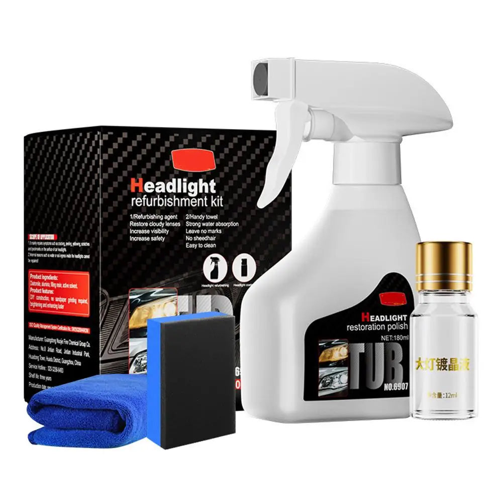 Automotive Headlight Restorer Headlight Refurbishment And Repair Fluid Kit Headlight Polishing Restoration Cleaning Tool