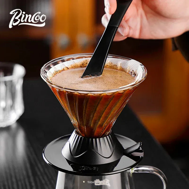 Bincoo Coffee Filter Cup Smart Filter Glass Filter Hand Brew Funnel with Stirrer Coffee Utensil Espresso Cold Brew Reusable Cone