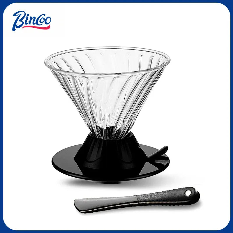 Bincoo Coffee Filter Cup Smart Filter Glass Filter Hand Brew Funnel with Stirrer Coffee Utensil Espresso Cold Brew Reusable Cone