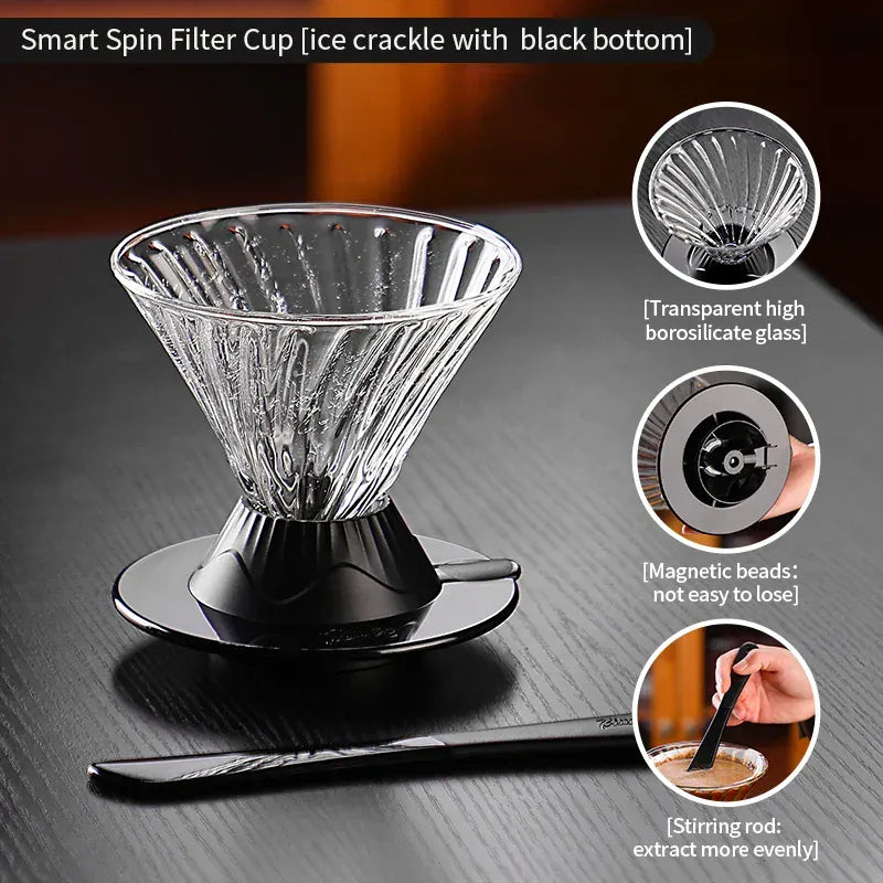 Bincoo Coffee Filter Cup Smart Filter Glass Filter Hand Brew Funnel with Stirrer Coffee Utensil Espresso Cold Brew Reusable Cone