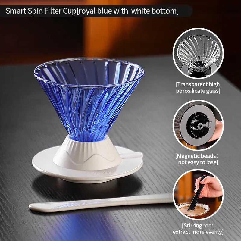 Bincoo Coffee Filter Cup Smart Filter Glass Filter Hand Brew Funnel with Stirrer Coffee Utensil Espresso Cold Brew Reusable Cone
