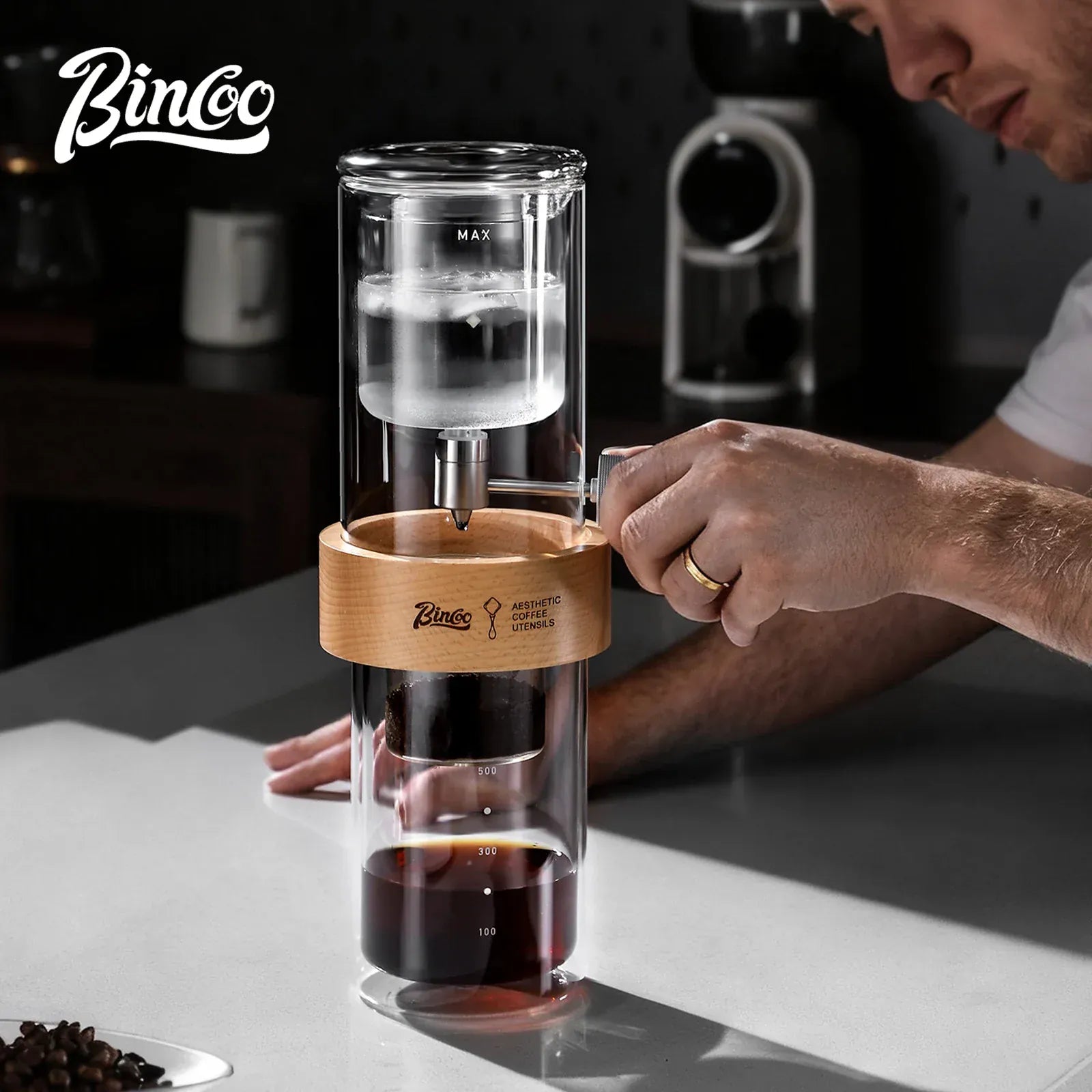 Bincoo Cold Drip Coffee Maker Double Layer Glass Design Large Capacity Use Drip Filtration System with Precision Flow Control
