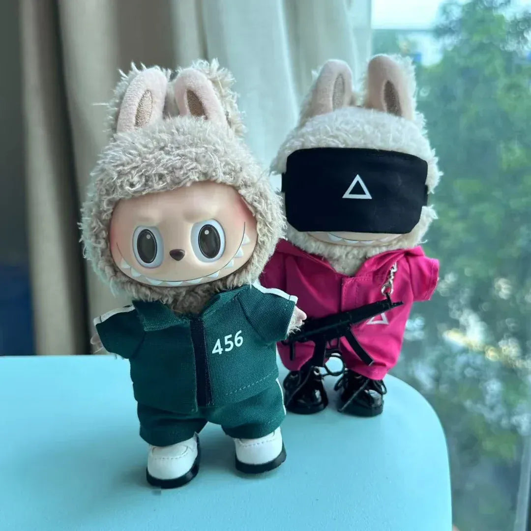 Clothing For Labubu 3.0 Funny Seafood Game Serie Doll Clothes Casual Outfits Accessories Participants Organizer Commando Mp5