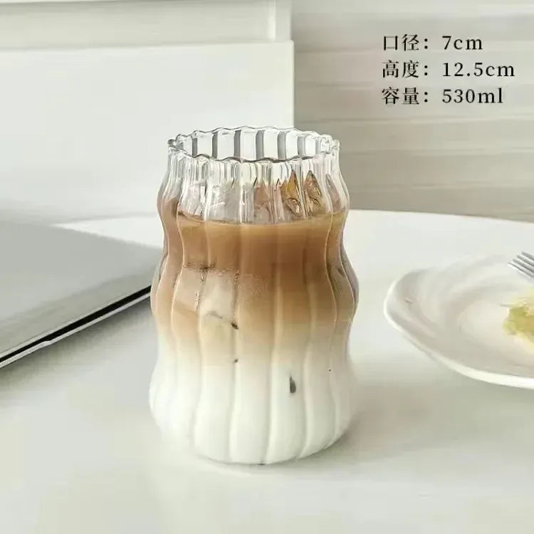 Cloud Coffee Glass Cups with Straws High Borosilicate Juice Cups