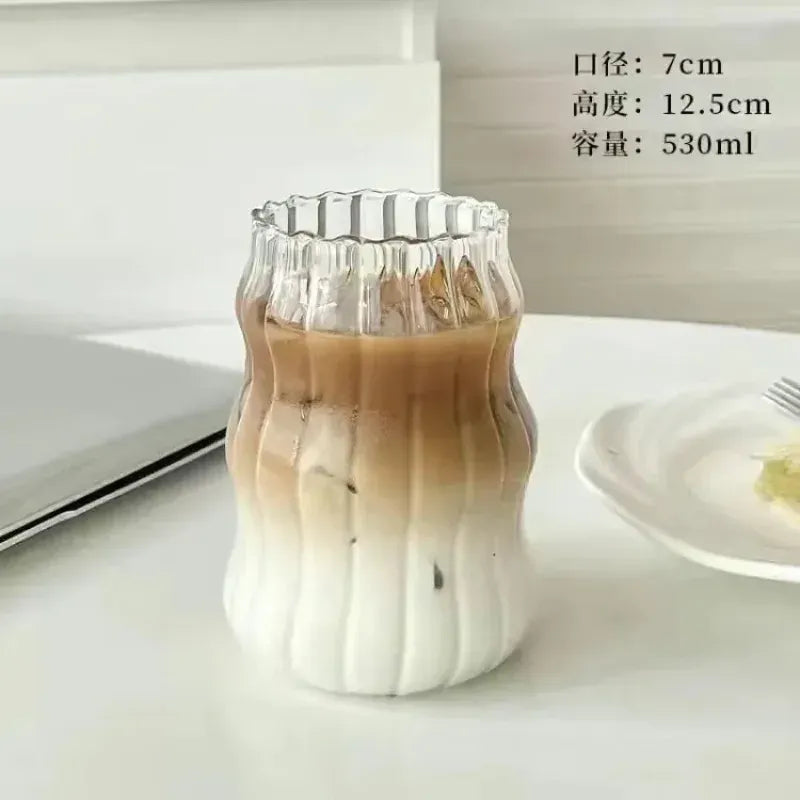 Cloud Coffee Glass Cups with Straws High Borosilicate Juice Cups