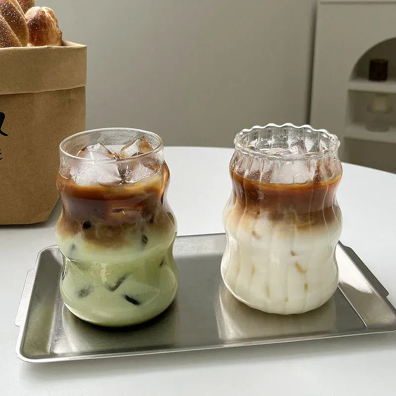 Cloud Coffee Glass Cups with Straws High Borosilicate Juice Cups