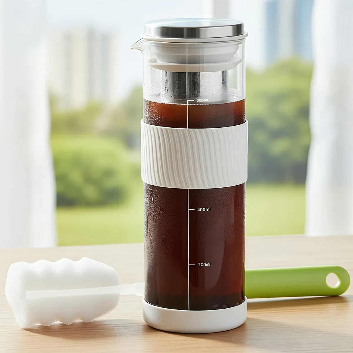 Cold Brew Coffee Maker with Cleaning Brush, 27oz/800m