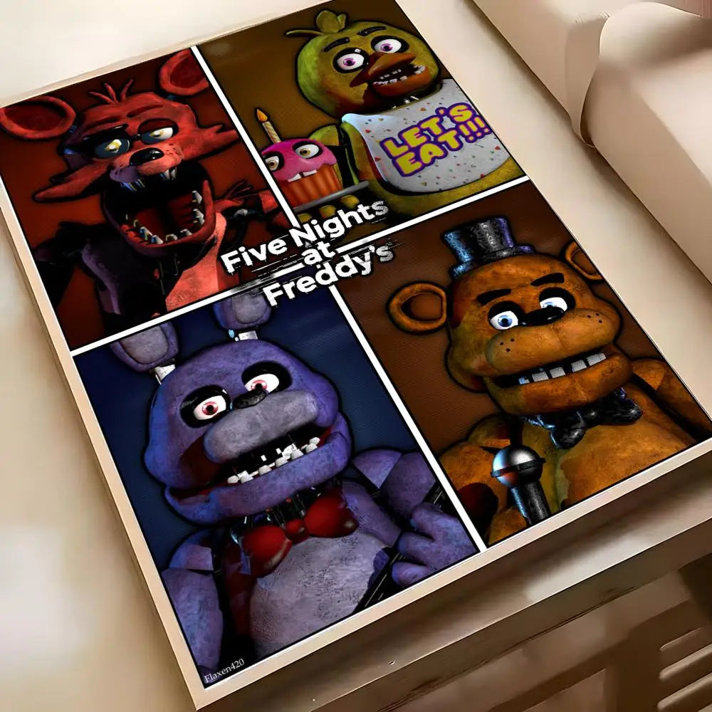 Fnaf Five-nights-At-Freddys Game Poster Poster Waterproof HD Wall Art Decal Self-Adhesive Aesthetic Decor For Home Living