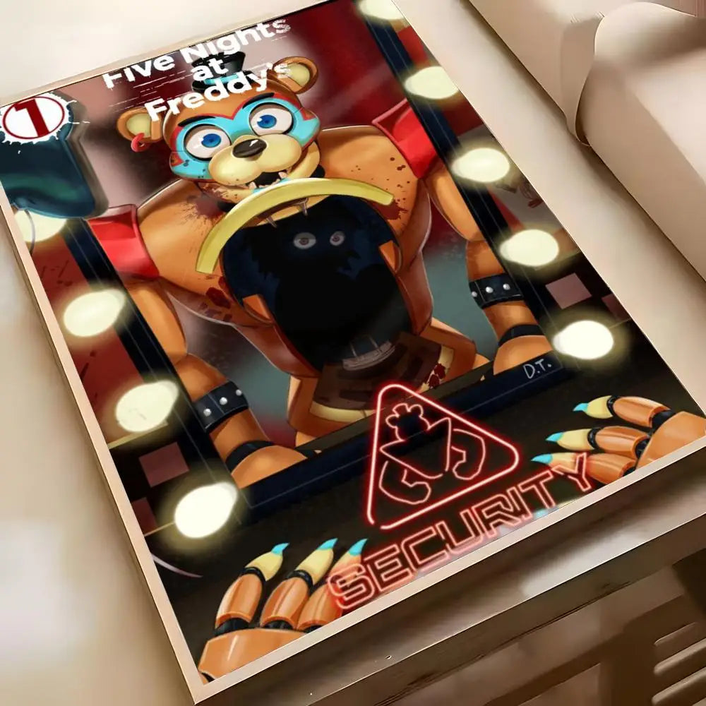 Fnaf Five-nights-At-Freddys Game Poster Poster Waterproof HD Wall Art Decal Self-Adhesive Aesthetic Decor For Home Living