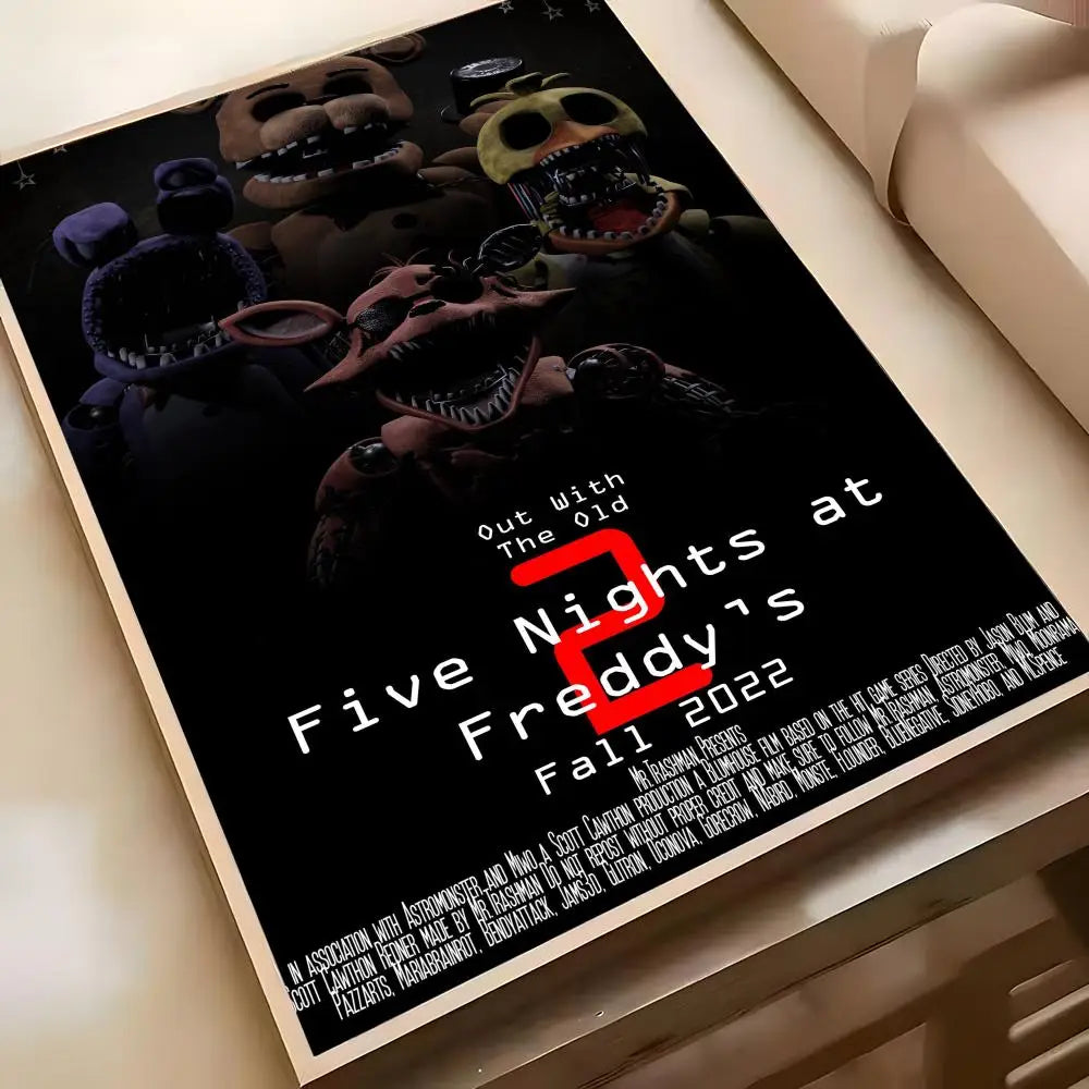 Fnaf Five-nights-At-Freddys Game Poster Poster Waterproof HD Wall Art Decal Self-Adhesive Aesthetic Decor For Home Living