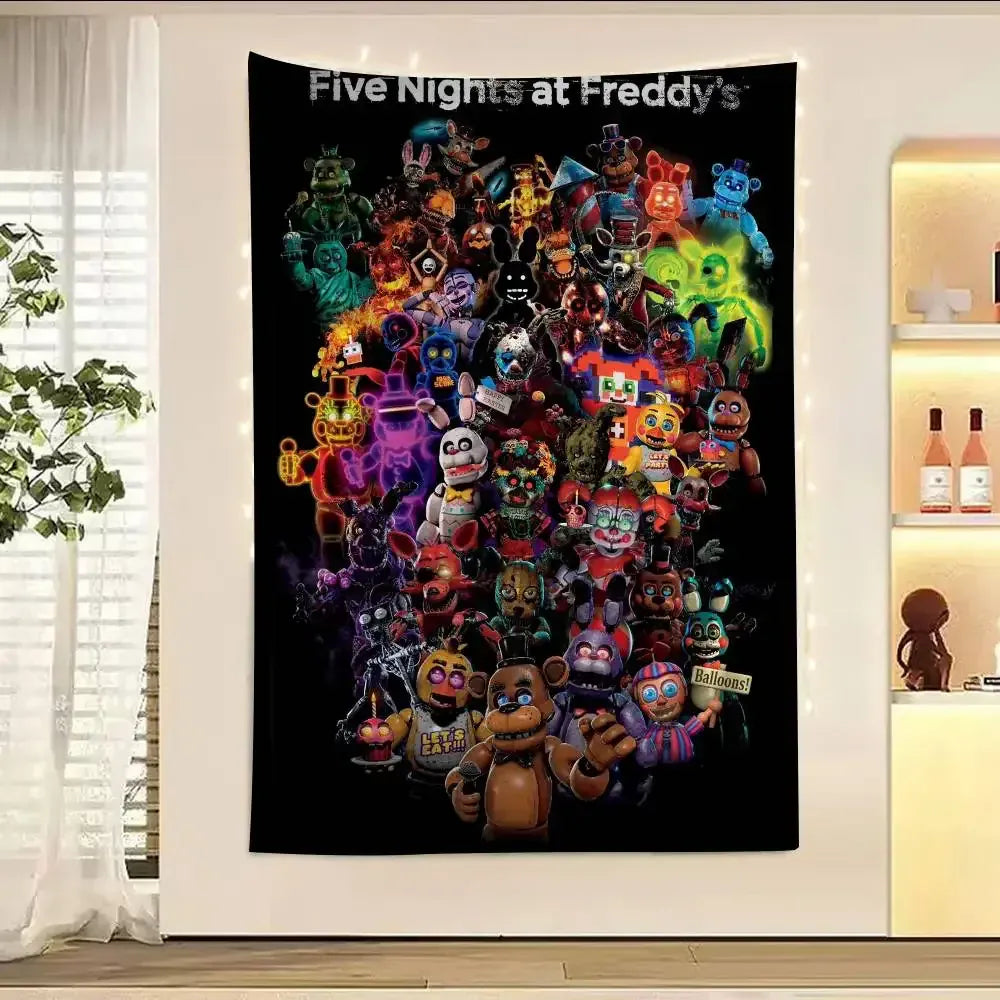 FNAF Game Security Breach Anime Tapestry Hanging Tarot Hippie Wall Rugs Dorm Home Decor