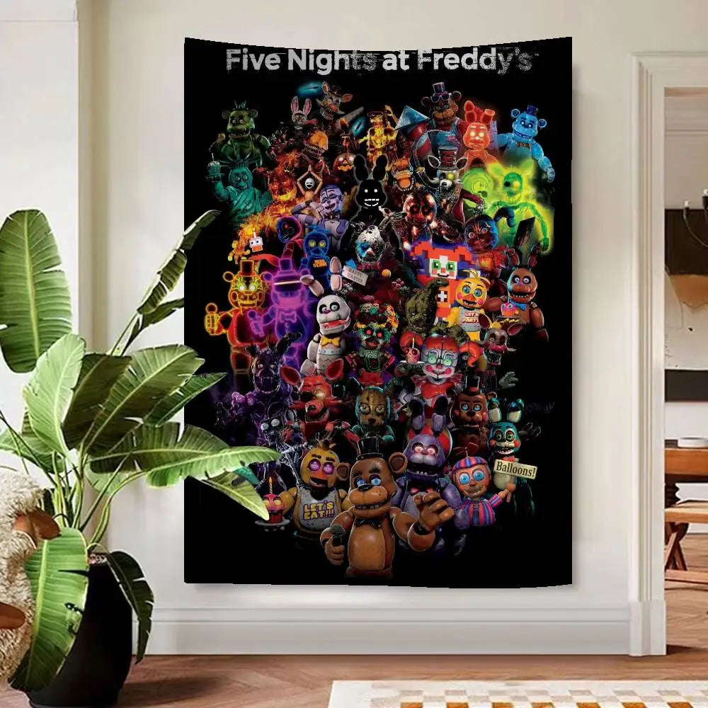 FNAF Game Security Breach Anime Tapestry Hanging Tarot Hippie Wall Rugs Dorm Home Decor