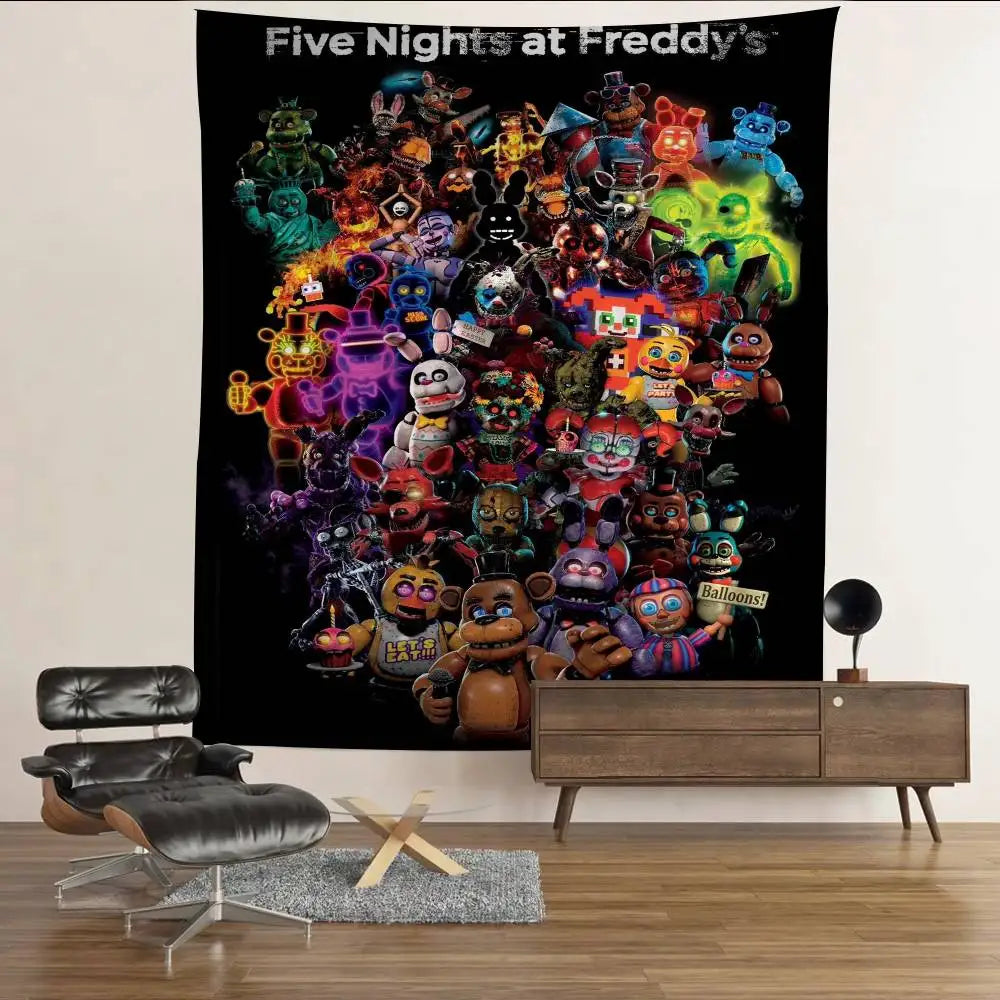 FNAF Game Security Breach Anime Tapestry Hanging Tarot Hippie Wall Rugs Dorm Home Decor
