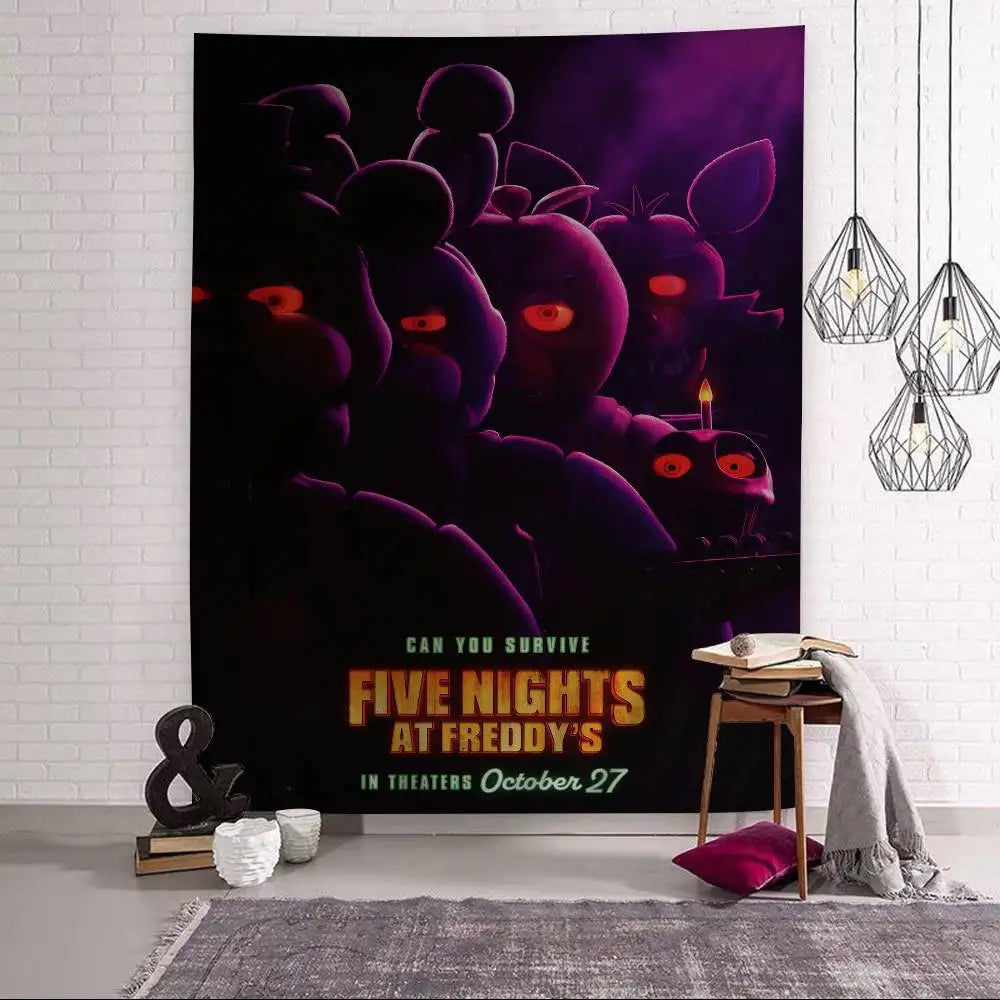 FNAF Game Security Breach Anime Tapestry Hanging Tarot Hippie Wall Rugs Dorm Home Decor