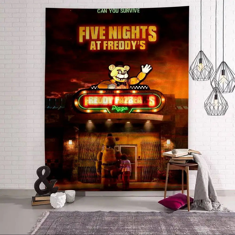 FNAF Game Security Breach Anime Tapestry Hanging Tarot Hippie Wall Rugs Dorm Home Decor