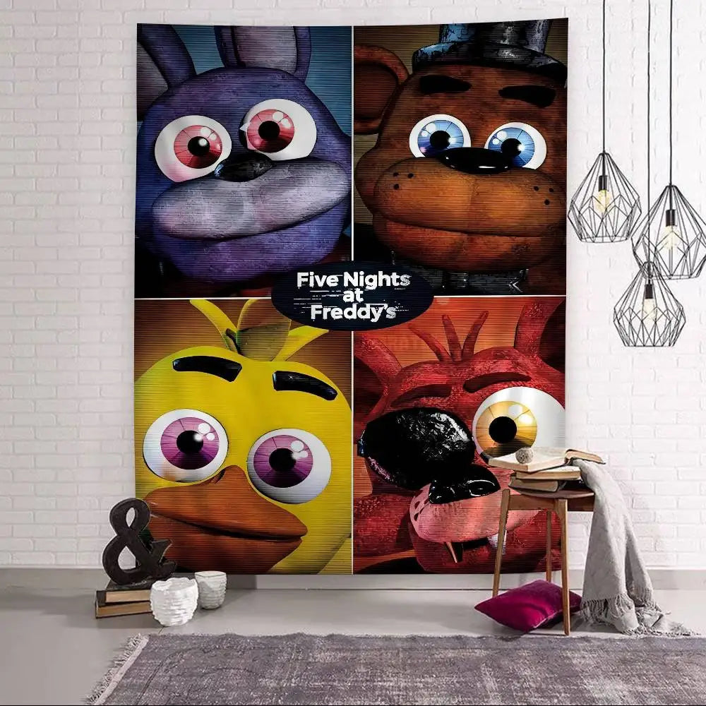 FNAF Game Security Breach Anime Tapestry Hanging Tarot Hippie Wall Rugs Dorm Home Decor