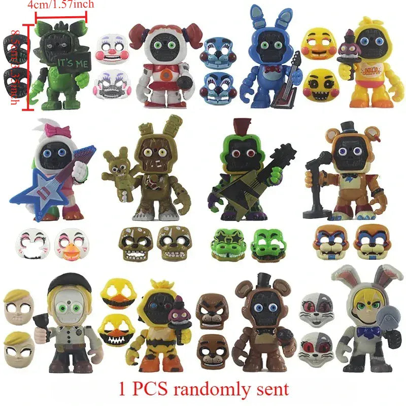 FNAF Panic Game Midnight Toy Bear Foxy Chica Fazbear Bonnie Change Masks Action Figurine Anime1 PCS Randomly Sent