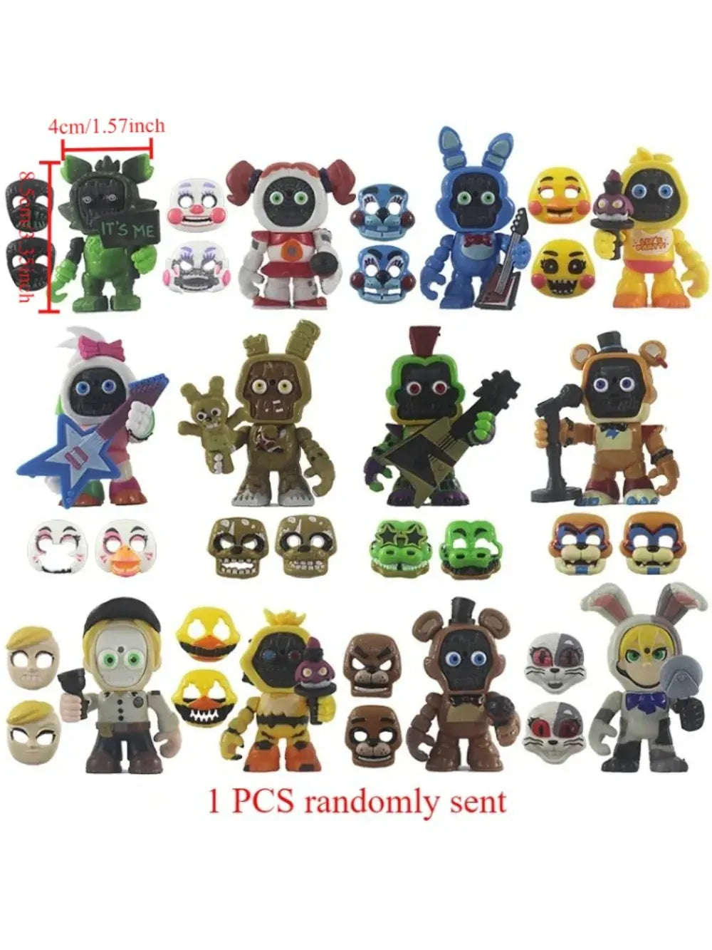 FNAF Panic Game Midnight Toy Bear Foxy Chica Fazbear Bonnie Change Masks Action Figurine Anime1 PCS Randomly Sent