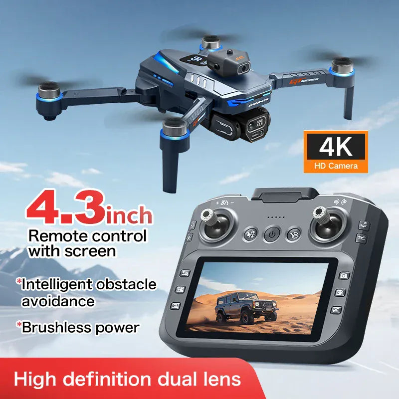 GT8 Drone with Screen 8K HD Camera WIFI Brushless Aerial photography quadcopter battery power display colourful lights RC dron