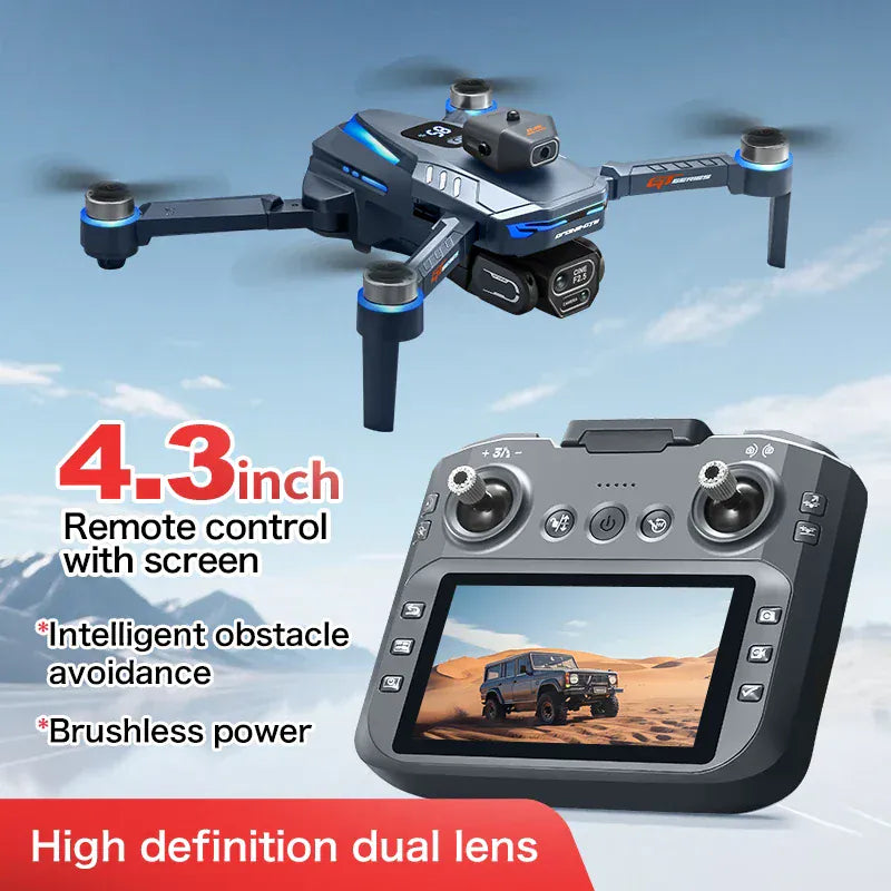 GT8 Drone with Screen 8K HD Camera WIFI Brushless Aerial photography quadcopter battery power display colourful lights RC dron