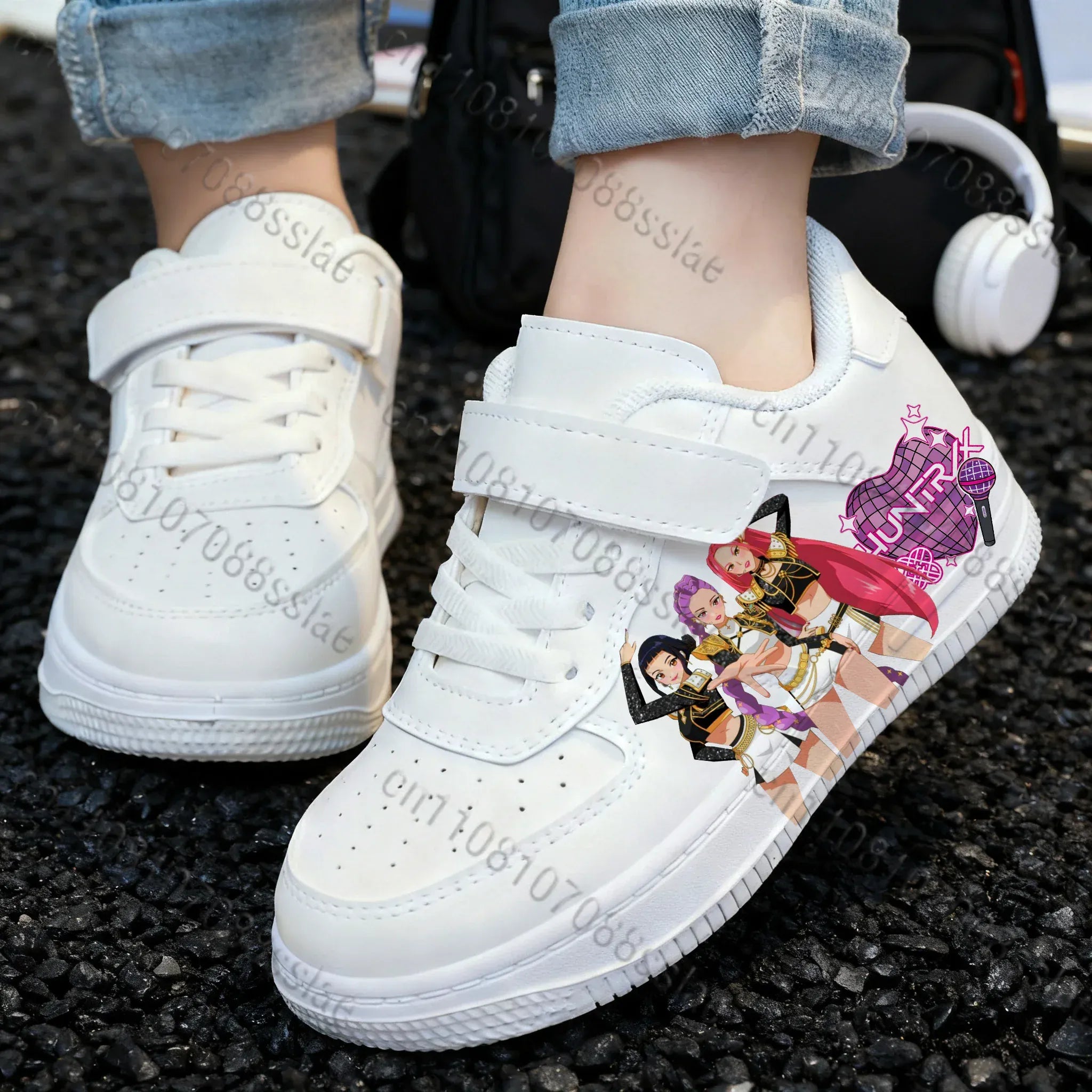 KPop Demon Hunters High Quality Cartoon Print Lovely Girls Women Parent Child Comfortable Breathable Solid Color Casual Shoes