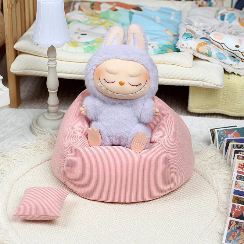 Labubu Doll Sofa for V1 V2 V3 17cm Plush Doll Seat DIY Clothing Accessories Cute Mini Sofa Bed Children's Toy Birthday Gift