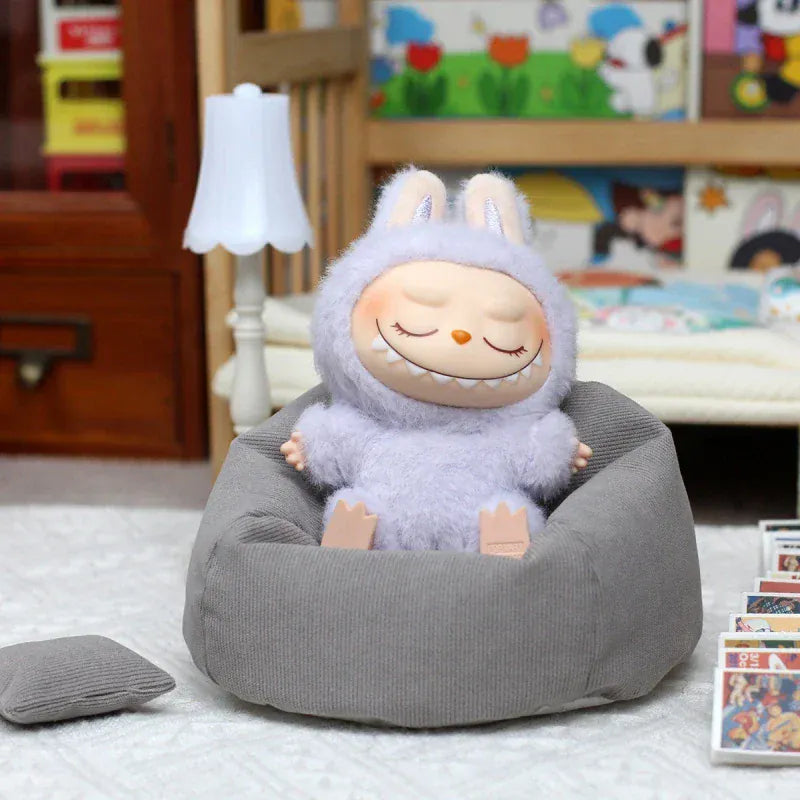 Labubu Doll Sofa for V1 V2 V3 17cm Plush Doll Seat DIY Clothing Accessories Cute Mini Sofa Bed Children's Toy Birthday Gift