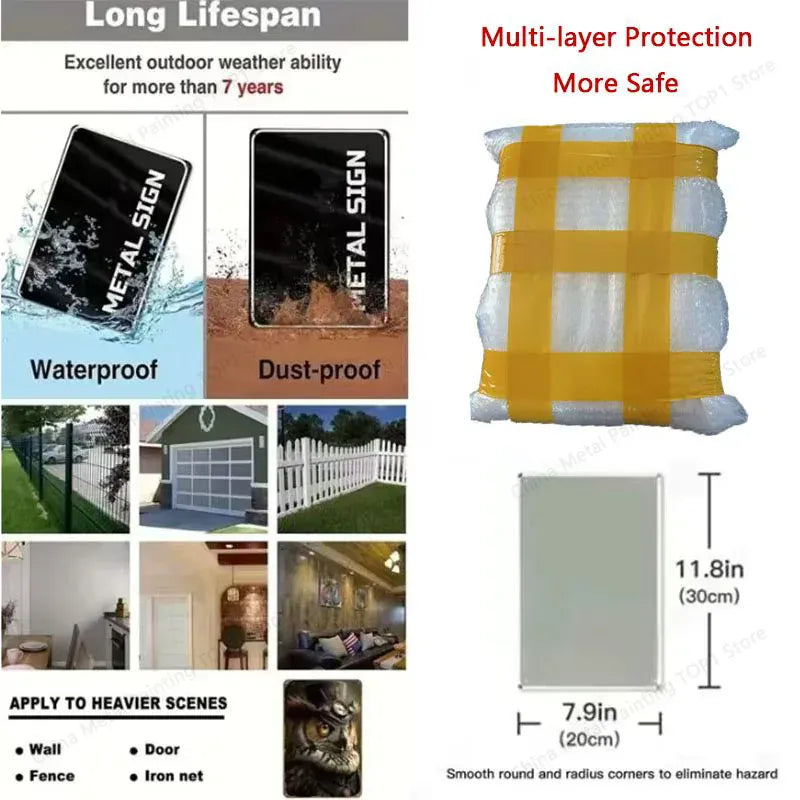 Metal Wall Art Decor, Waterproof 2D Flat Poster, Durable Housewarming Birthday Gift for Home