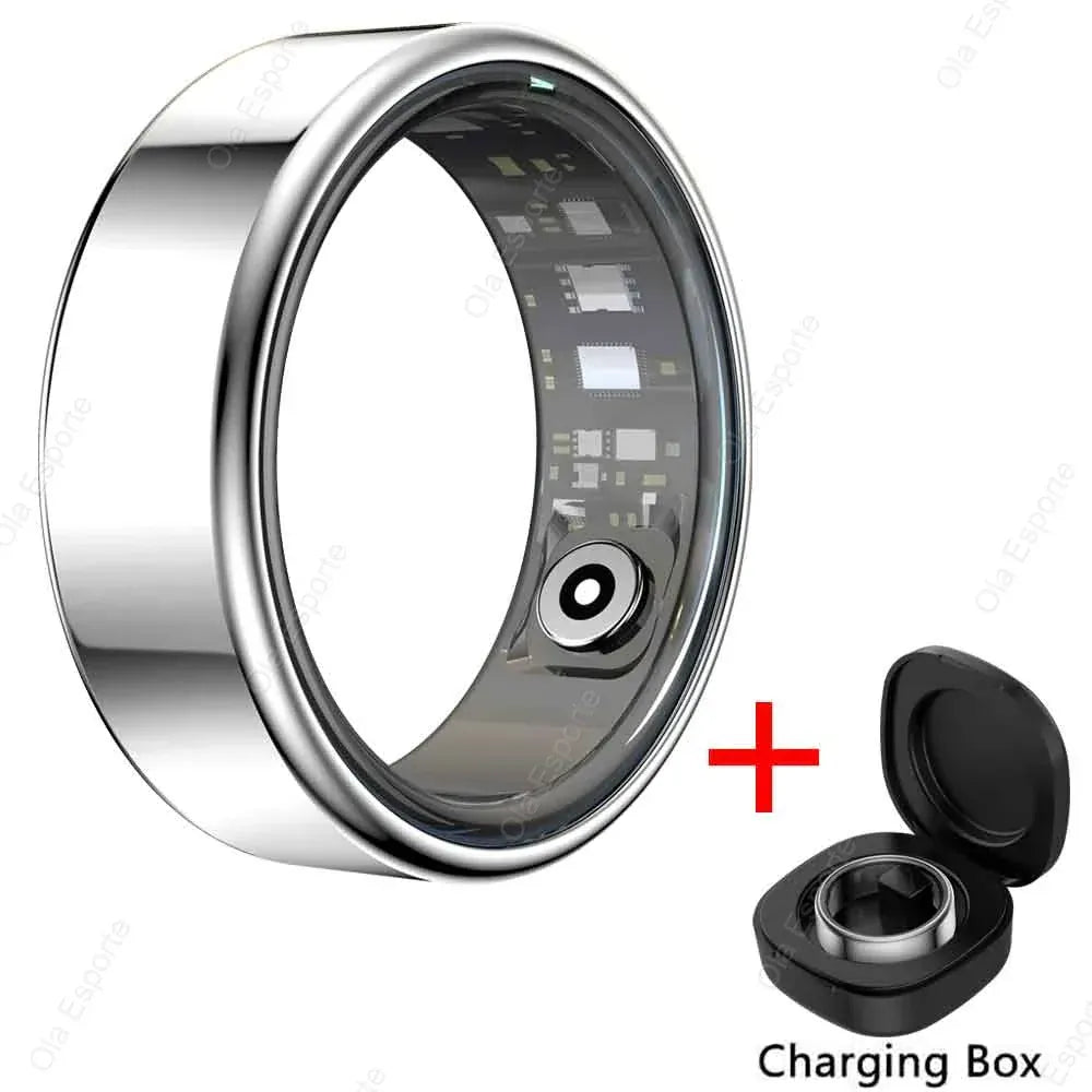 New Smart Ring Men Women, Heart Rate Blood Oxygen and Sleep Monitor Smart ring IP68 & 5ATM Waterproof, Multi-sport Mode Ring