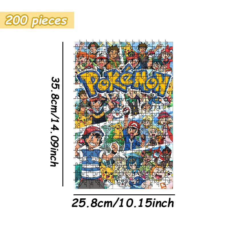 Pokemon family Theme Wooden Puzzle Game - Educational Toy in Various Piece Counts 108/200/300/500/1000 Piece Options Available