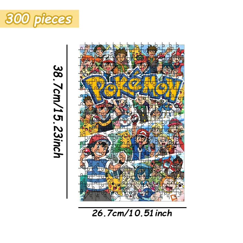 Pokemon family Theme Wooden Puzzle Game - Educational Toy in Various Piece Counts 108/200/300/500/1000 Piece Options Available