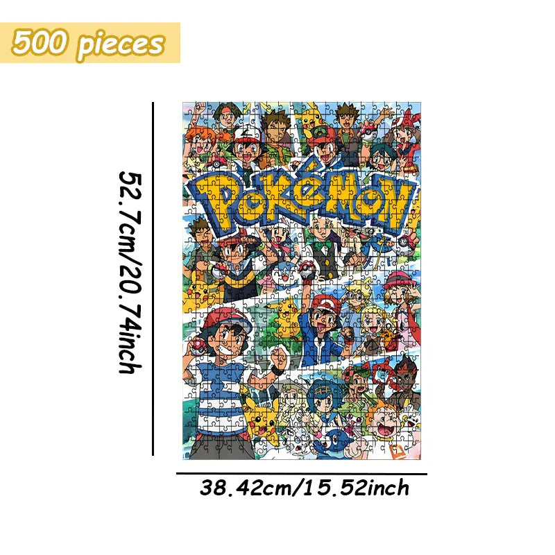 Pokemon family Theme Wooden Puzzle Game - Educational Toy in Various Piece Counts 108/200/300/500/1000 Piece Options Available