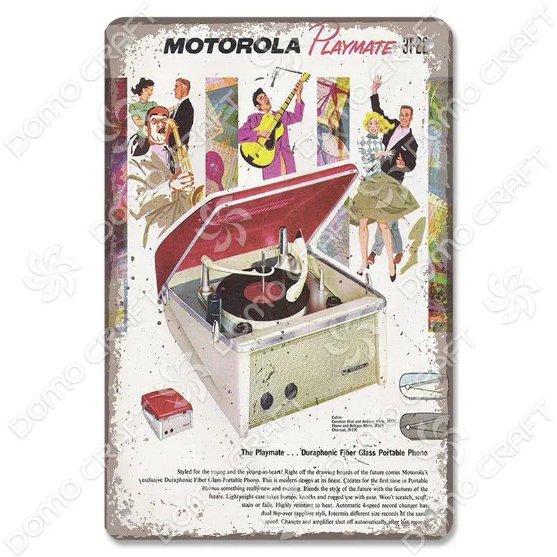 Retro Music Poster Metal Tin Signs Vinyl Record Phonograph Metal Plaque Vintage Wall Decor for Cafe Bar Pub Living Room Home