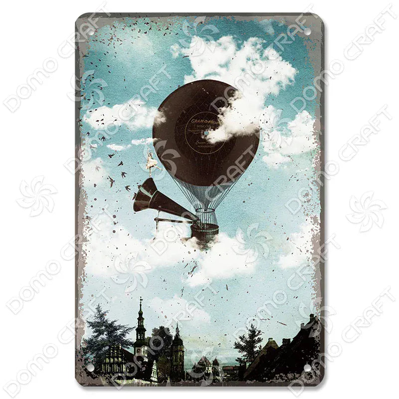 Retro Music Poster Metal Tin Signs Vinyl Record Phonograph Metal Plaque Vintage Wall Decor for Cafe Bar Pub Living Room Home