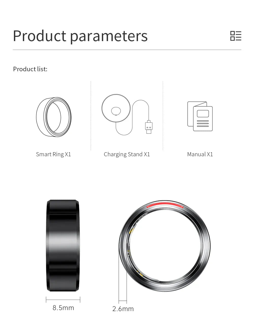 Smart Ring H1 Durable 5ATM Waterproof, Remote Control Functionality, and Sleek Ceramic Design